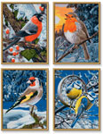 Птицы зимой, 18х24 см, 4 картины