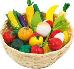Набор овощей и фруктов в корзинке