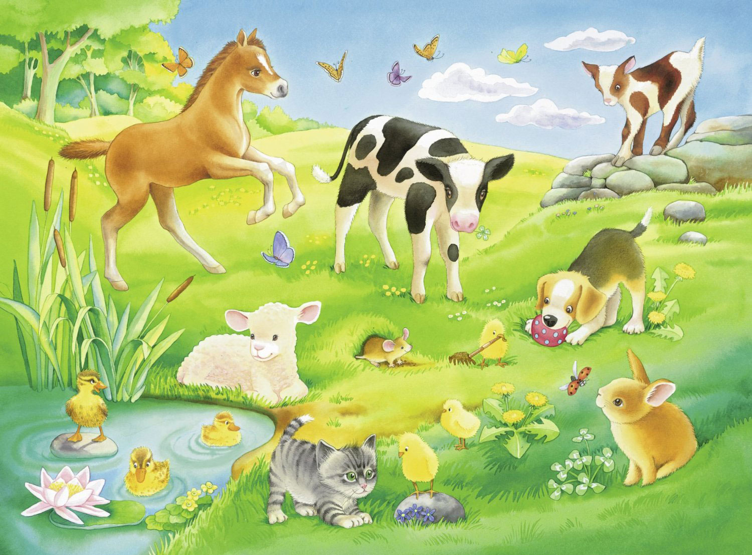 Детский сад для зверей. Ravensburger Puzzle 3+ ферма. Домашние животные для детей. Дошниеживотные для детей. Малыши. Домашние животные.