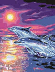 Раскрашивание по номерам «Дельфины на закате»