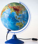 Глобус Земли физико-политический с подсветкой 250 серия Евро